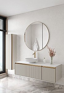 Пенал Armadi Art QUATRO рифл CASHMERE FUGА профиль MATT GOLD для ванной в интернет-магазине сантехники Sanbest