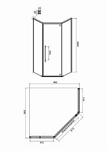 Душевой уголок Ambassador Ritz 112011202 90х90 стекло прозрачное/профиль черный купить в интернет-магазине Sanbest