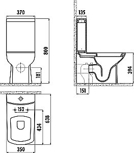 Унитаз напольный CREAVIT LARA LR360-11SI00E черный, с бачком купить в интернет-магазине Sanbest