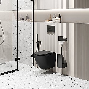 Унитаз подвесной Grossman Торнадо GR-4455BMSQ безободковый, с крышкой микролифт, слив-торнадо, черный матовый купить в интернет-магазине Sanbest