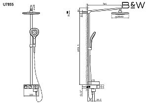 Душевая система Black&White UNIVERSE U7855В черная матовая купить в интернет-магазине сантехники Sanbest