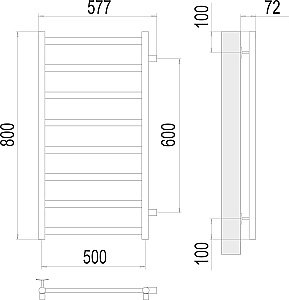 Полотенцесушитель водяной Terminus Аврора П8 500х800 с боковым подключением 600 купить в интернет-магазине сантехники Sanbest