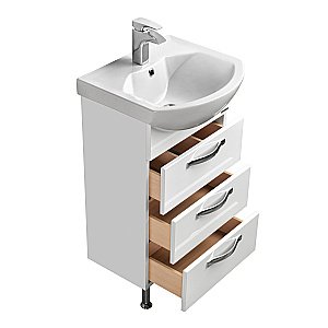 Тумба с раковиной Акватон Ария 50 Н белая глянцевая для ванной в интернет-магазине Sanbest