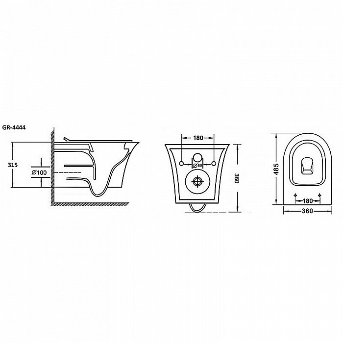 Унитаз подвесной Grossman GR-4444 безободковый, с крышкой микролифт купить в интернет-магазине Sanbest