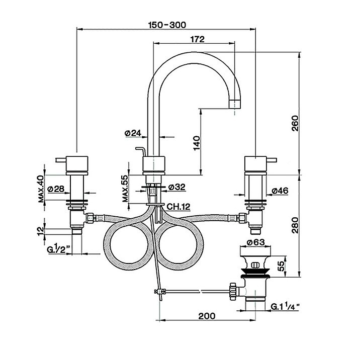 Смеситель для раковины Cisal LESS NEW LN00106040 черный матовый купить в интернет-магазине сантехники Sanbest
