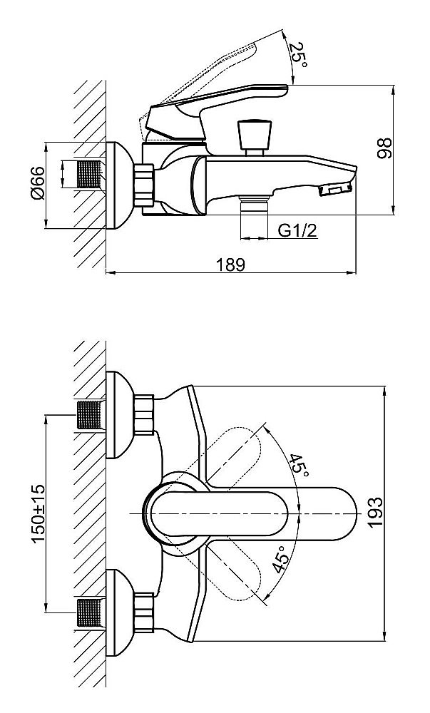 Смеситель для ванны D&K Venice Rialto DA1063201 купить в интернет-магазине сантехники Sanbest