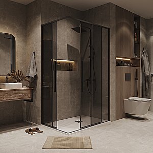 Душевой уголок Grossman Galaxy 300.K33.01.1190.21.10 110x90 стекло тонированное/профиль черный матовый купить в интернет-магазине Sanbest