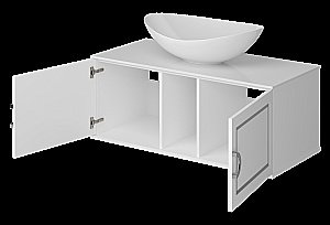 Тумба с раковиной Misty STEFFANY 06105-01-01h 105 хром вставки/белая для ванной в интернет-магазине Sanbest