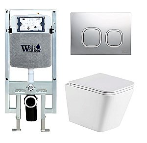 Унитаз с инсталляцией WeltWasser AMBERG 497 ST + GELBACH 043 GL-WT + AMBERG RD-MT CR купить в интернет-магазине Sanbest
