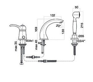 Смеситель на борт ванны Webert Aurora AU850701015 купить в интернет-магазине сантехники Sanbest