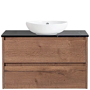 Тумба с раковиной и столешницей BelBagno KRAFT 80 KRAFT80RT-KEPMNO-1077-SET дуб табак для ванной в интернет-магазине Sanbest