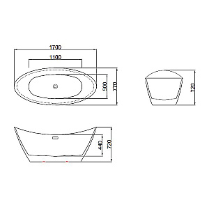 Ванна Azario GARDENIA Matt 170х77 AZ-6608M белая матовая купить в интернет-магазине Sanbest