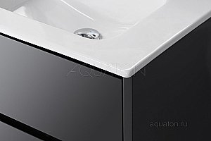 Тумба с раковиной Акватон Римини 60 черная глянцевая для ванной в интернет-магазине Sanbest