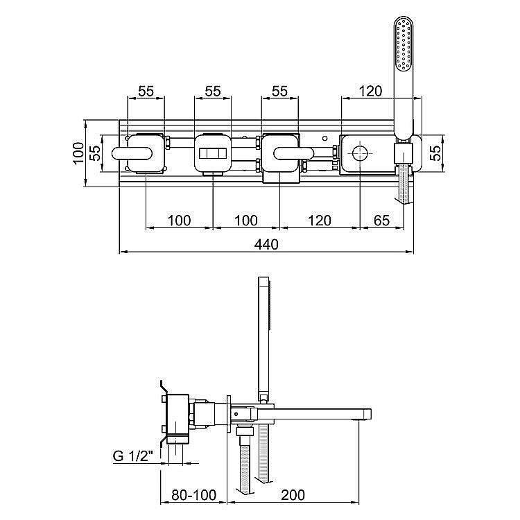 Смеситель для ванны с душем Webert Living LV720901015 купить в интернет-магазине сантехники Sanbest
