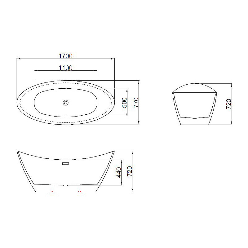 Ванна Azario GARDENIA Matt 170х77 AZ-6608M белая матовая купить в интернет-магазине Sanbest