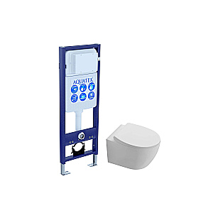 Унитаз подвесной с инсталляцией Aquatek Сириус SET AQUATEK СИРИУС-INS17 белый, безободковый, с крышкой микролифт, слив торнадо купить в интернет-магазине Sanbest
