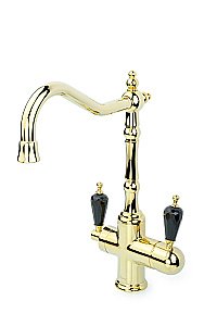 Смеситель для кухни Boheme Tradizionale Oro 112-BSW золото/ручка с кристаллом Black Swarovski купить в интернет-магазине сантехники Sanbest