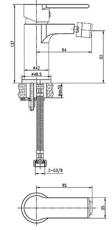 Смеситель для биде Cersanit BRASKO BLACK 63110 купить в интернет-магазине сантехники Sanbest