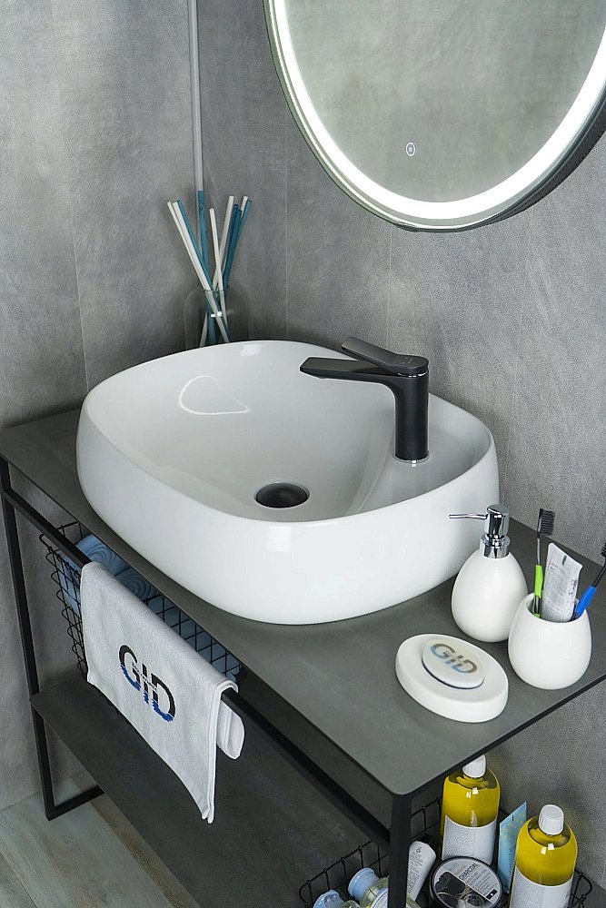 Раковина накладная Gid Lago 59 N9048 51185 белая купить в интернет-магазине Sanbest