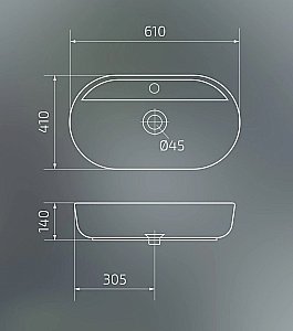Раковина накладная Gid Lago 61 Bm1346 53345 черная матовая купить в интернет-магазине Sanbest