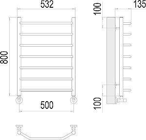 Полотенцесушитель водяной Terminus Виктория П8 500х800 купить в интернет-магазине сантехники Sanbest