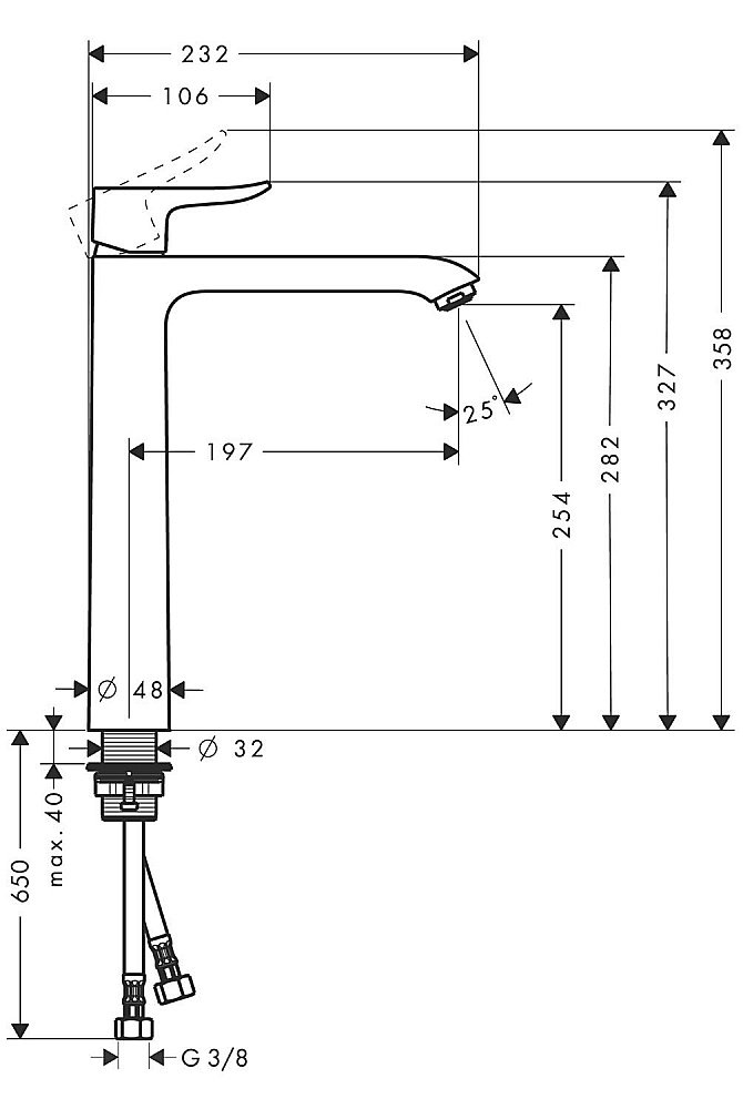 Смеситель для раковины Hansgrohe Metris 260 31184000 купить в интернет-магазине сантехники Sanbest