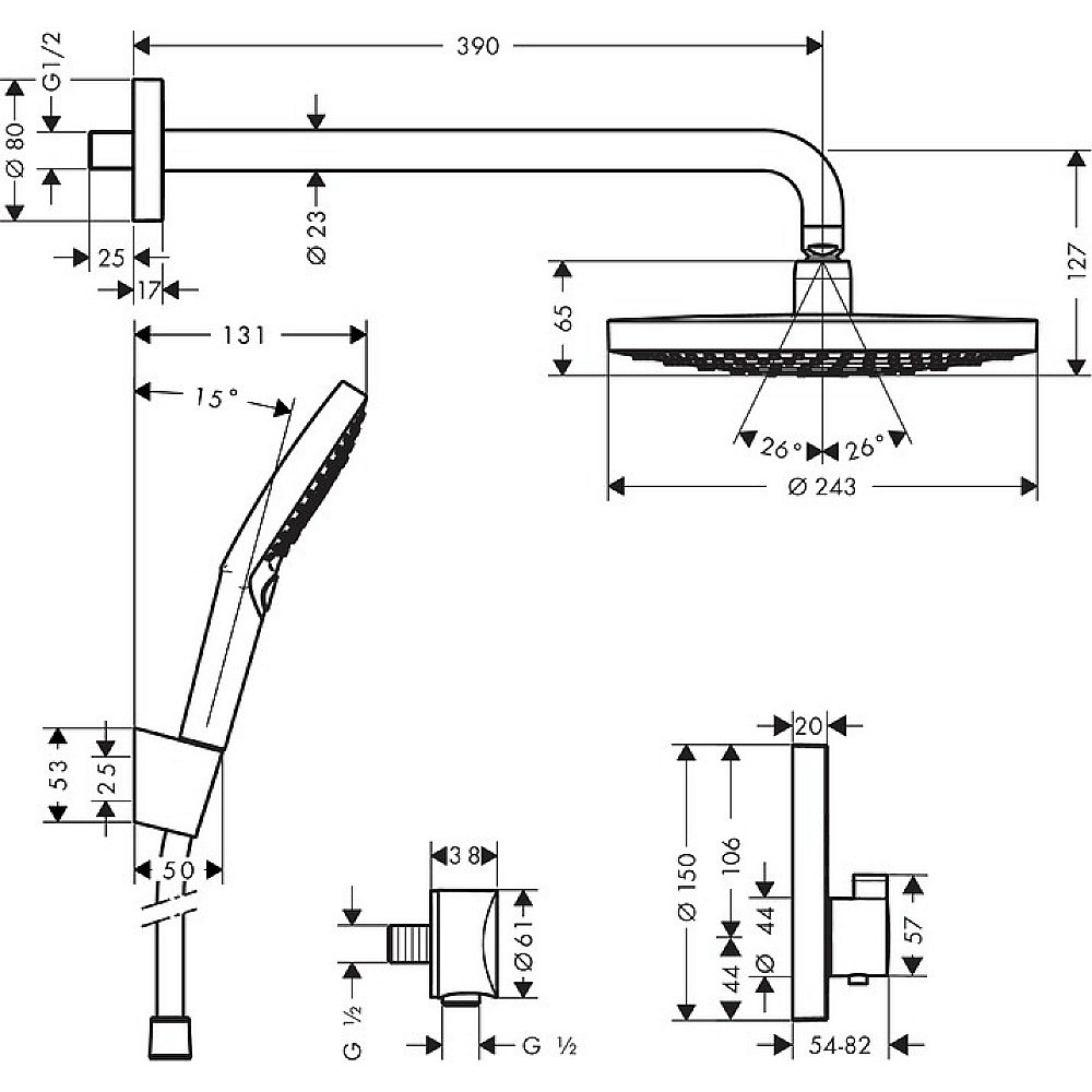 Душевая система Hansgrohe Raindance Select S 27297000 хром купить в интернет-магазине сантехники Sanbest
