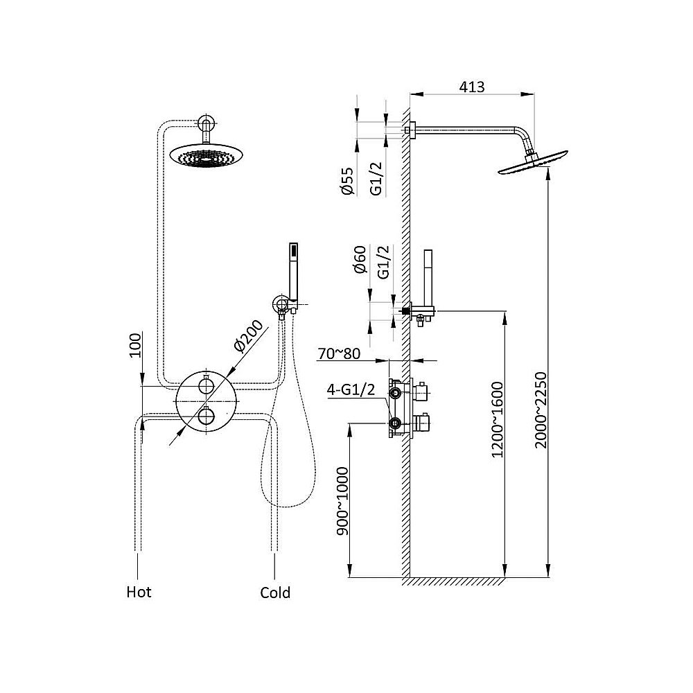 Душевая система Vincea VSFW-101TMB черная матовая купить в интернет-магазине сантехники Sanbest