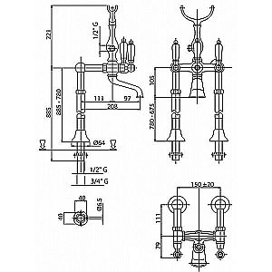 Смеситель для ванны Cezares FIRST-VDPS-01-M хром купить в интернет-магазине сантехники Sanbest