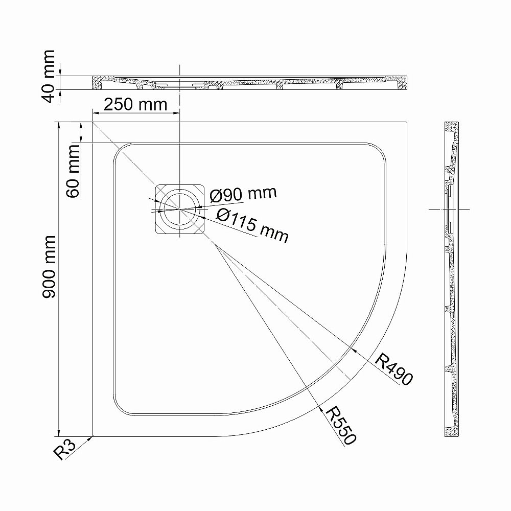 Душевой поддон WasserKRAFT Rhin 44T01 90х90 купить в интернет-магазине Sanbest