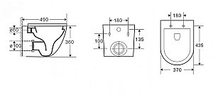 Унитаз подвесной CeramaLux 2197MB черный матовый безободковый, с крышкой микролифт купить в интернет-магазине Sanbest