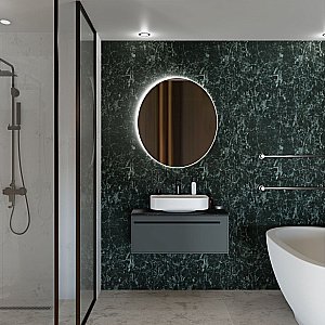 Тумба с раковиной LA FENICE Elba Grigio 90 серая/столешница черная для ванной в интернет-магазине Sanbest