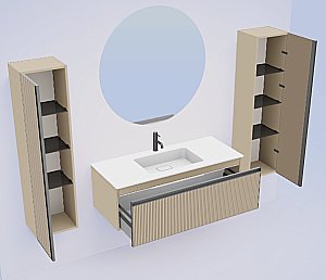 Тумба с раковиной Armadi Art QUATRO 1 100 FUGA с подсветкой, DAPHNE/профиль ANTHRACITE для ванной в интернет-магазине Sanbest