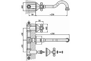 Смеситель для раковины Rav-Slezak MORAVA RETRO MK331Z золото купить в интернет-магазине сантехники Sanbest