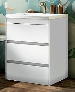 Тумба с раковиной Art&Max FAMILY_580_3C_PIA_BL белый глянцевый для ванной в интернет-магазине Sanbest