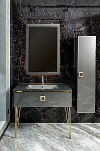 Консоль с раковиной Armadi Art LUCIDO 770-100-GR 100 глянцевый графит для ванной в интернет-магазине сантехники Sanbest