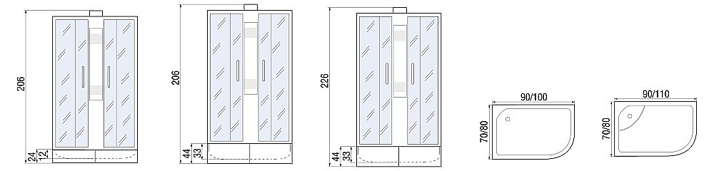 Душевая кабина River NARA Б/К 90/80/24 MT L купить в интернет-магазине Sanbest