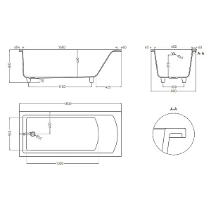 Ванна Salini Cascata 180х80 104213G белая глянцевая купить в интернет-магазине Sanbest