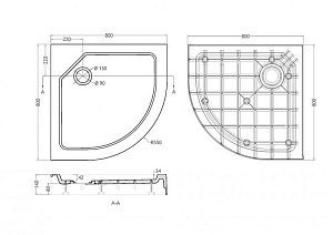 Душевой поддон Cezares Tray SMC-R 80 купить в интернет-магазине Sanbest