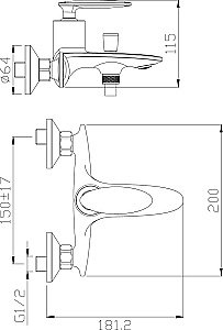Смеситель для душа Rossinka RS30-31 купить в интернет-магазине сантехники Sanbest