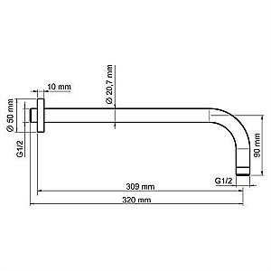Держатель верхнего душа WasserKRAFT A079 купить в интернет-магазине сантехники Sanbest