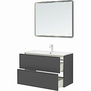 Тумба с раковиной Aquanet Арт 100 329614 ясень графит для ванной в интернет-магазине Sanbest