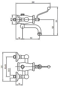 Смеситель для душевой колонны Migliore Vivaldi ML.VIV-9903 золото купить в интернет-магазине сантехники Sanbest