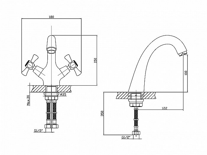 Смеситель для раковины Orange Classic Pro M72-021cr хром купить в интернет-магазине сантехники Sanbest