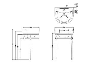 Консоль с раковиной Burlington Edwardian B6 3TH золото для ванной в интернет-магазине сантехники Sanbest