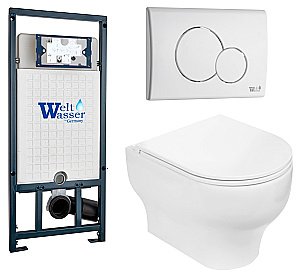 Унитаз с инсталляцией WeltWasser MARBERG 507 + ERLENBACH 004 GL-WT + MAR 507 RD GL-WT купить в интернет-магазине Sanbest