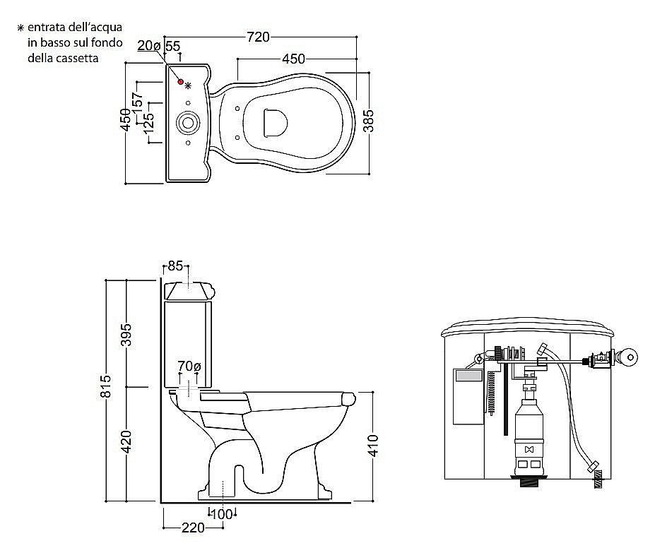Унитаз напольный Kerasan Retro 1012 с бачком 1071 Белый/ручка хром купить в интернет-магазине Sanbest