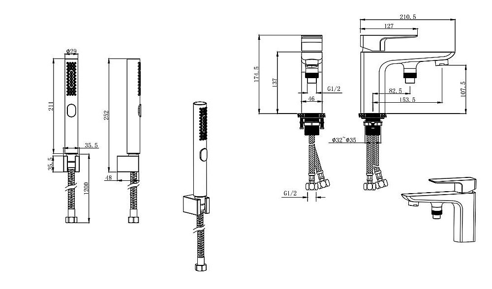 Смеситель на борт ванны Aquatek Вега AQ1044MB черный матовый купить в интернет-магазине сантехники Sanbest