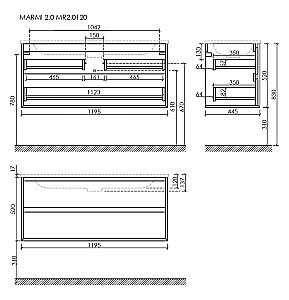 Тумба с раковиной Sancos Marmi 2.0 MR2.0120ECH дуб чарльстон для ванной в интернет-магазине Sanbest