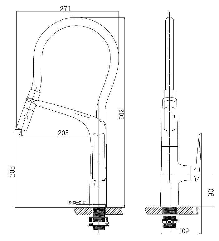 Смеситель для кухни Vincea VKF-115GM вороненая сталь купить в интернет-магазине сантехники Sanbest